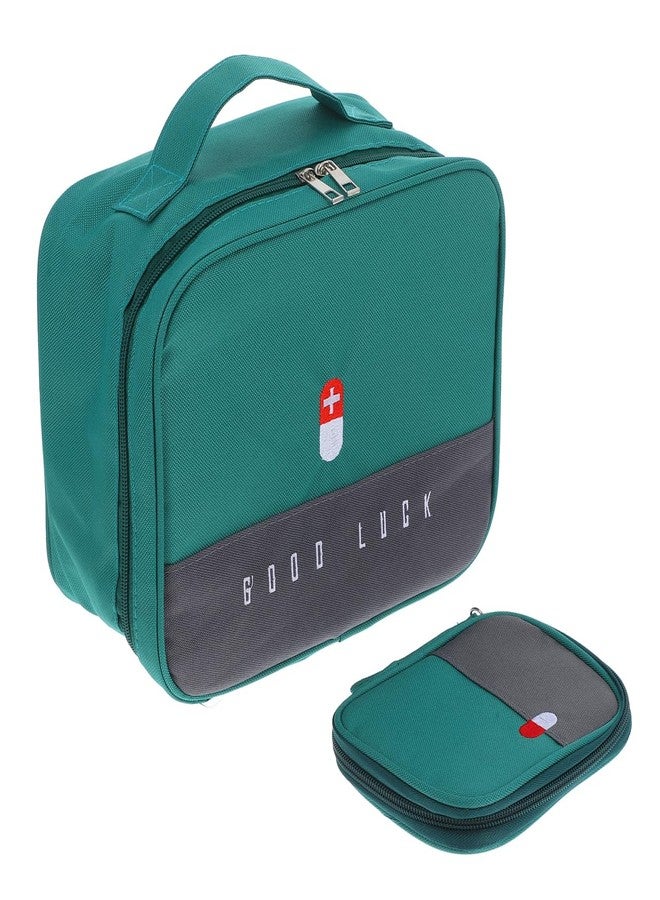 Zibuyu® 2Pcs Portable Medicine Organizer with Pill Storage Compartments, Medicine Pouch for Travel & Home, First Aid Storage (Green) - Image 1